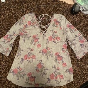 grey floral tee